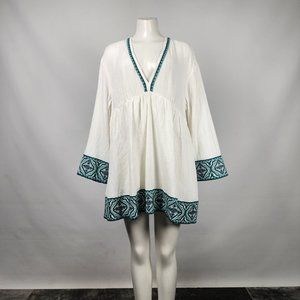 Zara White Muslim Embroidered Peasant Dress Size XL